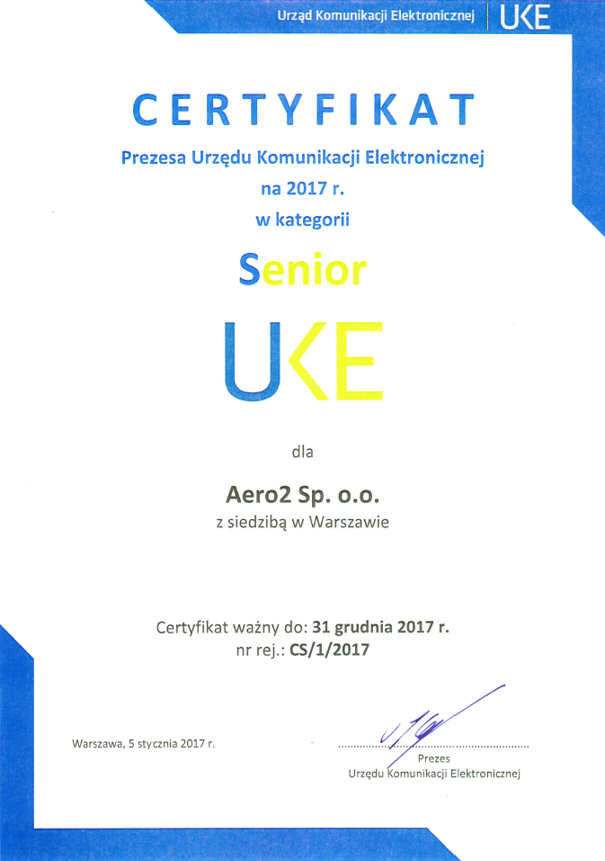 Certyfikat seniora 2017 wRodzinie